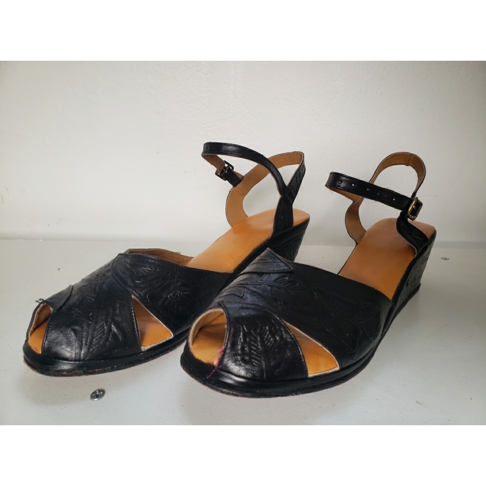 Vintage Handmade Leather Wedges (Re-Mix style)